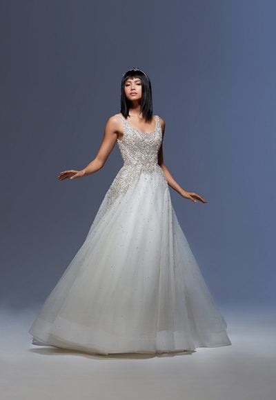Sleeveless Embroidered Ball Gown Wedding Dress by Lazaro