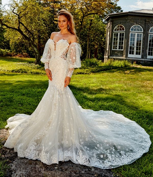 Offshoulder Ballgown Wedding Dress With Vine And Petal Appliqué  Kleinfeld  Bridal