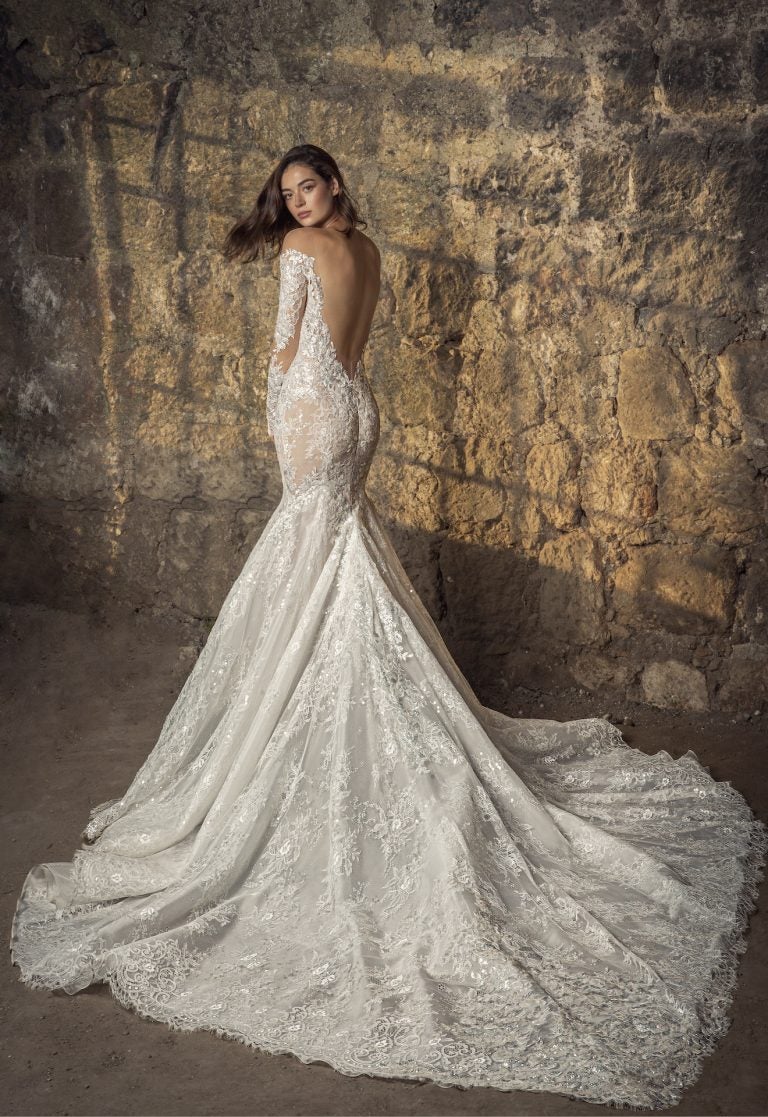 Off The Shoulder Long Sleeve Lace Mermaid Wedding Dress