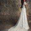 Puff Sleeve V-neckline Empire Waist Chantilly Lace Sheath Wedding Dress by Pnina Tornai - Image 2