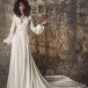 Silk Chiffon A-line Wedding Dress With Longblouson Sleeves by Pnina Tornai - Image 1