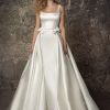 Sleeveless Satin Square Neck Mermaid Wedding Dress With Pearl Belt And Overskirt by Pnina Tornai - Image 1