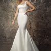 Sleeveless Satin Square Neck Mermaid Wedding Dress With Pearl Belt And Overskirt by Pnina Tornai - Image 2