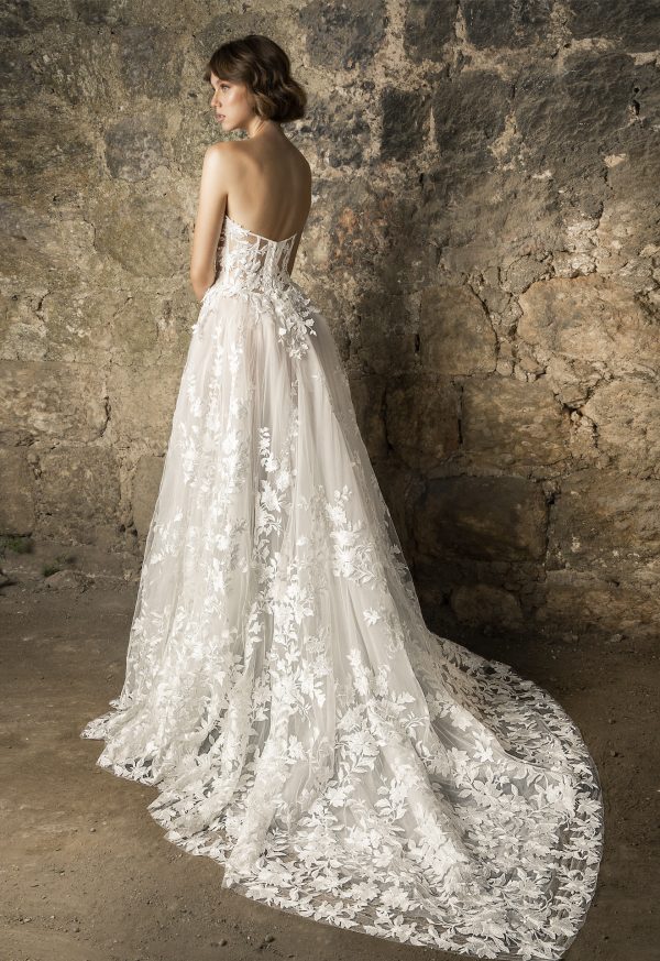 Strapless V-neckline Lace A-line Wedding Dress by Pnina Tornai - Image 2
