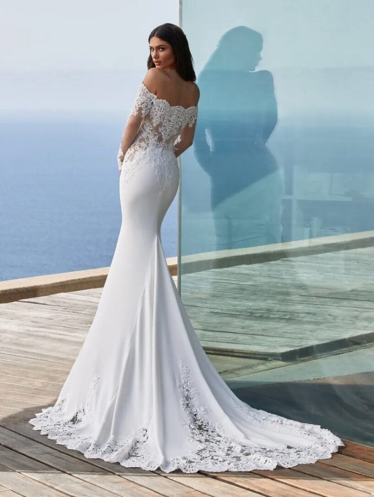 Longsleeved Mermaid Wedding Dress In Crepe With