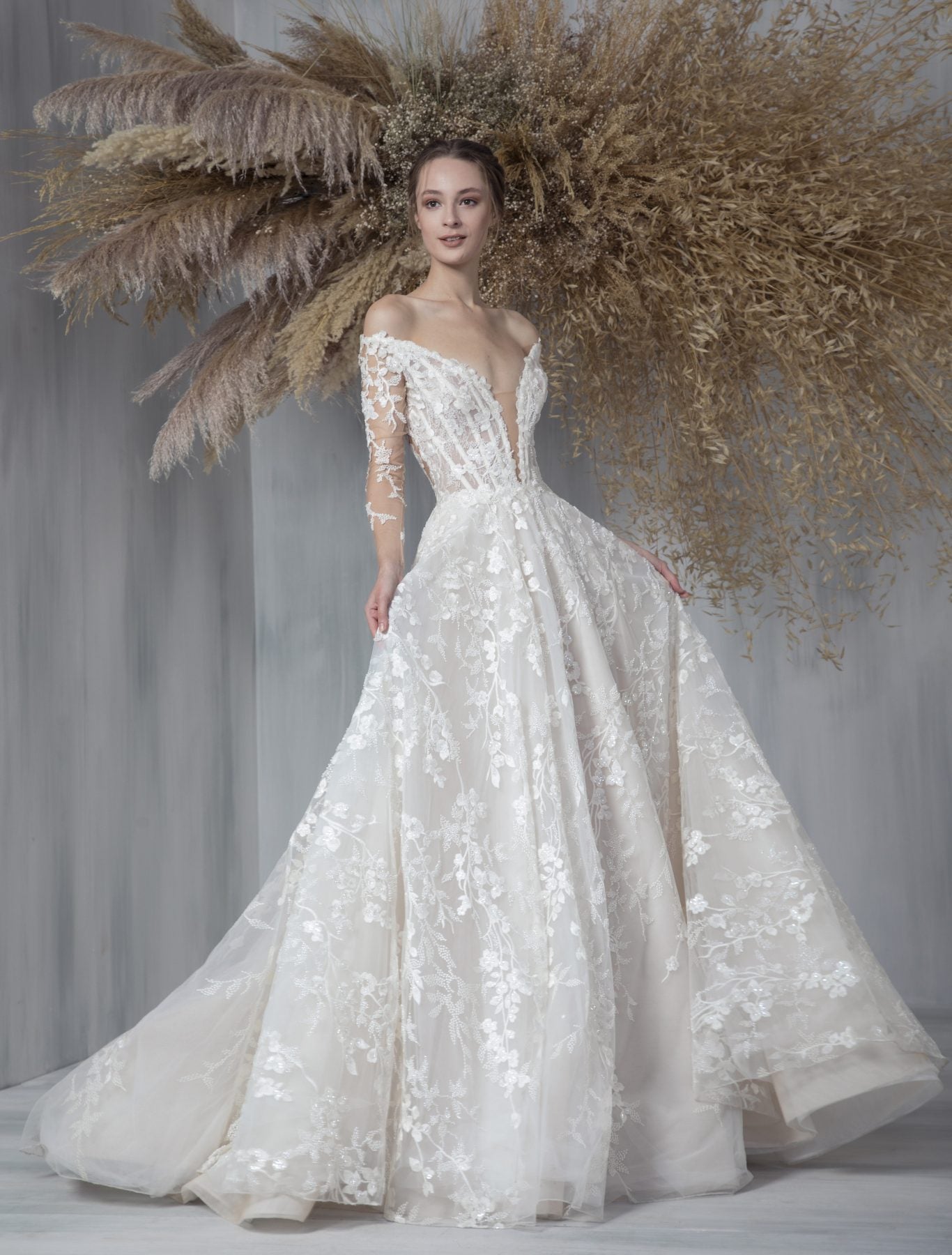 Long Sleeve Embroidered Ball Gown Wedding Dress | Kleinfeld Bridal