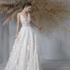Sleeveless Deep V-neck Illusion Neckline A-line Wedding Dress by Tony Ward - Image 1