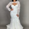 Strapless Sweetheart Neckline Mermaid Wedding Dress With Feathers And Beaded Lace by Pantora Bridal - Image 3