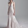 Vintage Puff Sleeve Mermaid Wedding Dress In 3-D Floral Motifs by Sottero and Midgley - Image 1