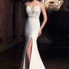 Spaghetti Strap Fit And Flare Wedding Dress With Slit by Mikaella - Image 1