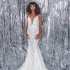 Spaghetti Strap Embroidered Lace Fit And Flare Wedding Dress by Pantora Bridal - Image 1