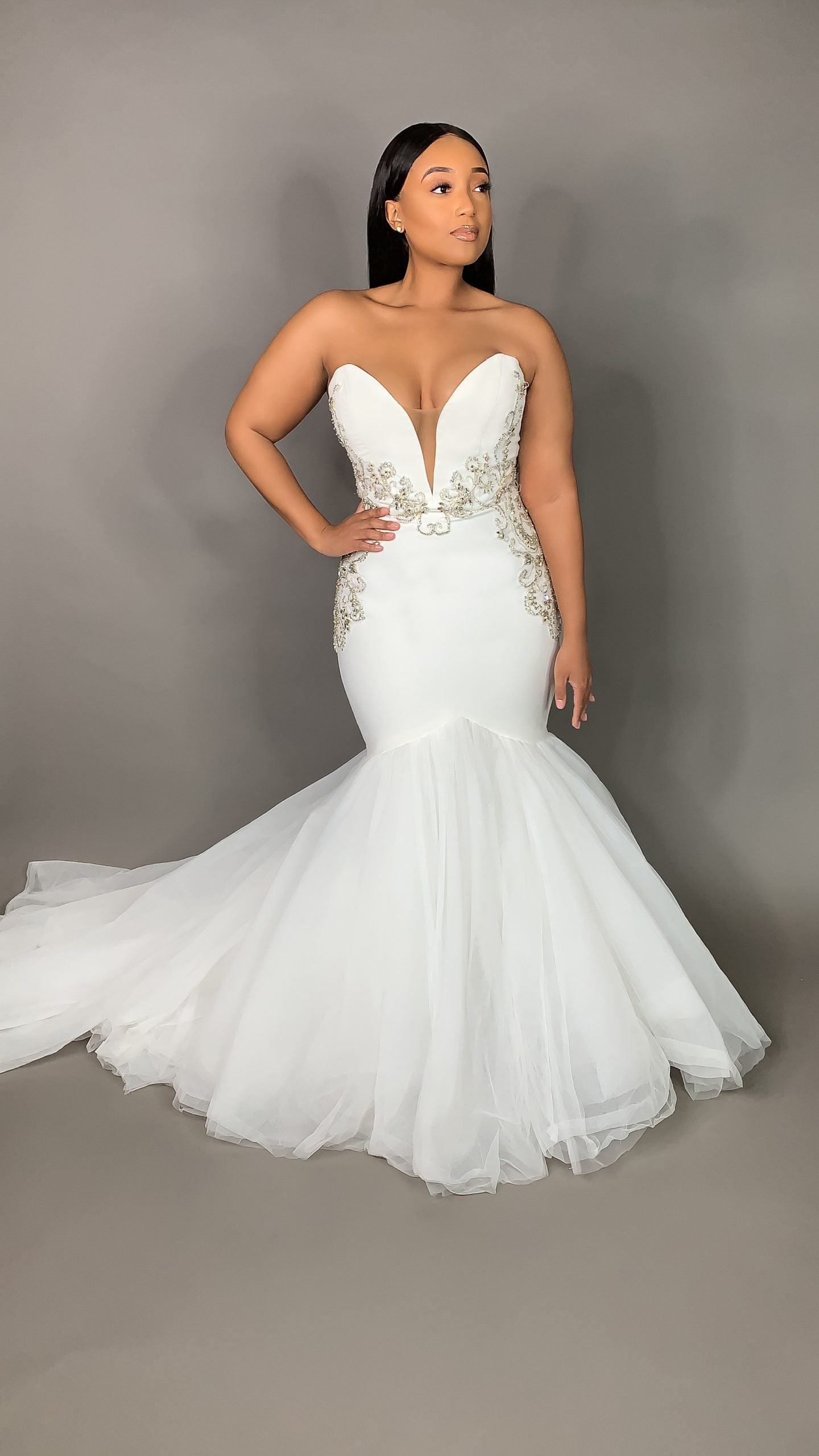 Strapless Plunging Sweetheart  Neckline Mermaid  Wedding  