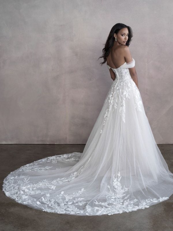 Off The Shoulder A-line Tulle Wedding Dress by Allure Bridals - Image 2