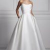 Strapless Sweetheart Neckline Draped Ball Gown Mikado Wedding Dress by Anne Barge - Image 1