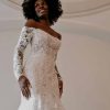 Off The Shoulder Mermaid Wedding Dress With Lace Sleeves by Essense of Australia - Image 2