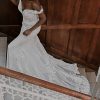 Romantic Off-shoulder Wedding Dress With Scalloped Train by Essense of Australia - Image 2