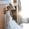 Sheer Floral Lace Wedding Dress With Square Neckline by Martina Liana - Image 1