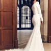 Simple Fit And Flare Long Sleeve Wedding Dress With Beaded Belt by Paloma Blanca - Image 2