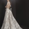 Long Sleeved High Neck Illusion Bodice Floral Embroidered A-line Wedding Dress by Pnina Tornai - Image 2