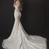 Spaghetti Strap Deep V Illusion Neckline And Sheer Bodice Fit And Flare Wedding Dress With Beading And Embroidered Lace by Pnina Tornai - Image 2
