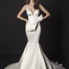 Spaghetti Strap Satin Mermaid Wedding Dress With Bow At Waist by Pnina Tornai - Image 1