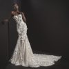 Strapless V-neck Illusion Neckline Fit And Flare Wedding Dresses With Floral Applique by Pnina Tornai - Image 1
