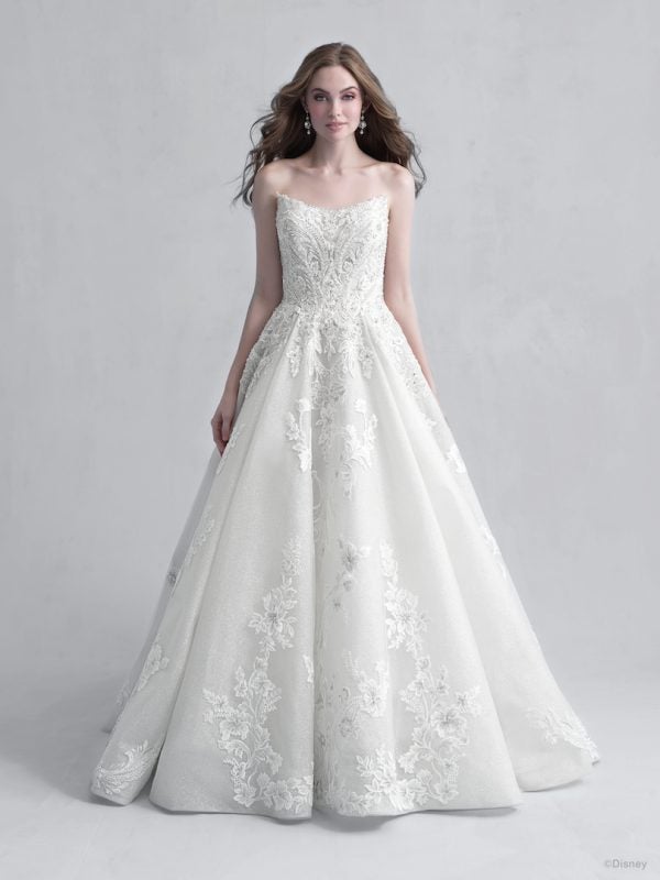 Strapless Ball Gown Wedding Dress with Beaded Details and Lace Appliques by Disney Fairy Tale Weddings Platinum Collection - Image 1