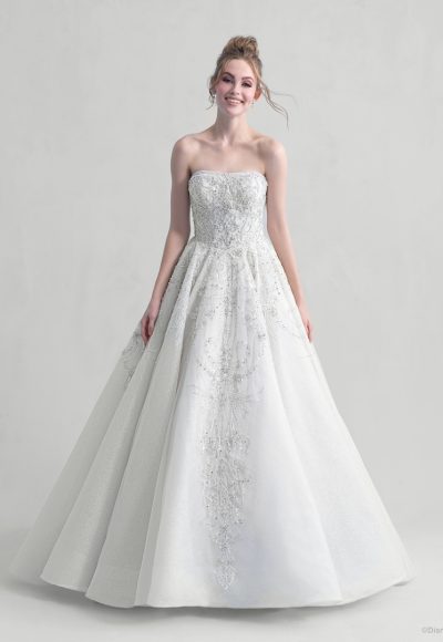 Strapless Ball Gown Wedding Dress with Beaded Details and Sparkle Tulle Skirt by Disney Fairy Tale Weddings Platinum Collection