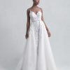 Sleeveless V-Neck Illusion Neckline Sheath Wedding Dress with Beading and Floral Applique Throughout by Disney Fairy Tale Weddings Platinum Collection - Image 2