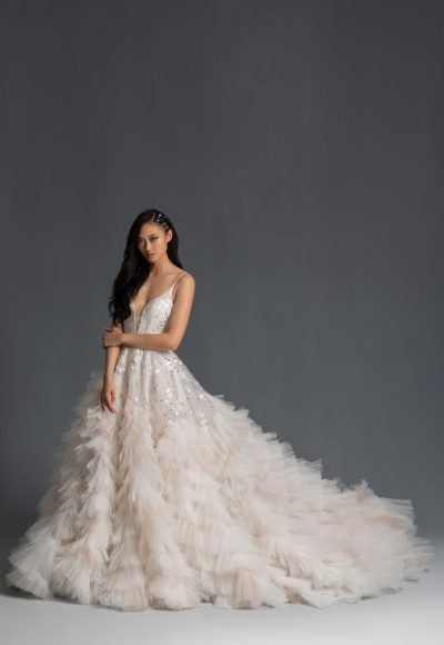 Spaghetti Strap Textured Ball Gown Wedding Dress by Hayley Paige