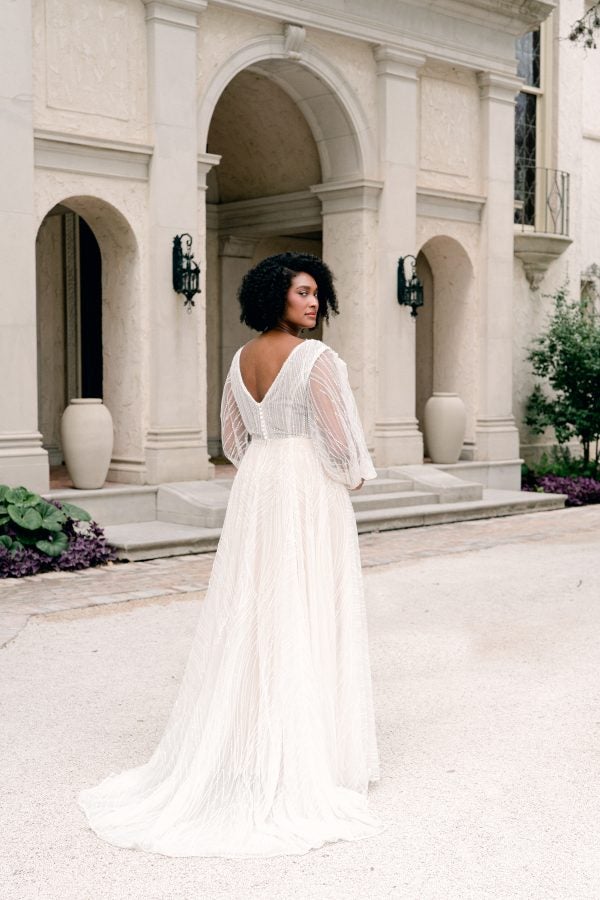 Sparkling Boho-Inspired Wedding Dress With Bell Sleeves by Martina Liana - Image 2