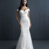 Off The Shoulder Sheath Wedding Dress With Beaded Bodice And Train by Allure Bridals - Image 1