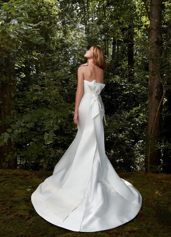 Strapless Silk Draped Fit And Flare Wedding Dress by Anne Barge - Image 2