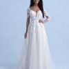 3/4 Sleeve Sweetheart A-line Lace Wedding Dress With Illusion Sleeves And Lace Train by Disney Fairy Tale Weddings Collection - Image 1