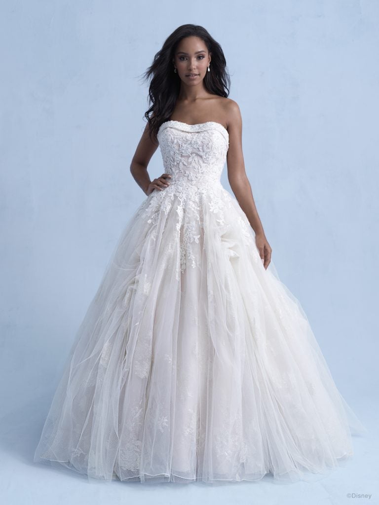 Strapless Ball Gown Wedding Dress With Tulle Skirt Beading