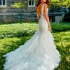 SLEEVELESS V-NECK HAND BEADED LACE FIT AND FLARE WEDDING DRESS by Eve of Milady - Image 2