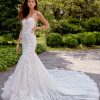 Strapless 3D Floral Fit And Flare Wedding Dress by Eve of Milady - Image 1