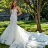 Strapless Beaded Lace Fit And Flare Wedding Dress by Eve of Milady - Image 1