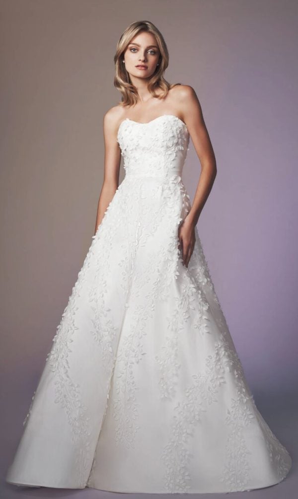 Strapless Sweetheart Neckline A-line Wedding Dress With Embroidery by Anne Barge - Image 1