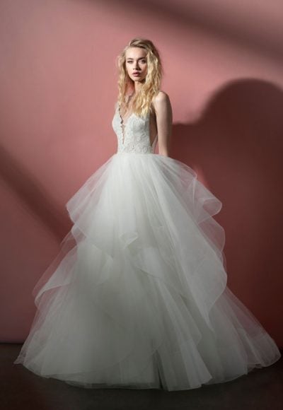 Sleeveless Lace Bodice With Tulle Ball Gown Skirt Wedding Dress by BLUSH by Hayley Paige