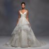 Spaghetti Strap V-neckline Sparkle Layered Tulle Skirt Ball Gown Wedding Dress by Lazaro - Image 1