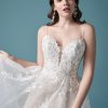 Spaghetti Strap A-line Lace Wedding Dress With Tulle Skirt And Floral Embroideries by Maggie Sottero - Image 2