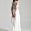 Long Sleeves Embroidered Illusion Top With Satin A-line Skirt Wedding Dress by Rebecca Schoneveld - Image 2