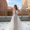 SLEEK FIT-AND-FLARE BEADED WEDDING GOWN WITH OVERSKIRT by Martina Liana Luxe - Image 1