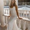 Sleeveless Square Neckline Fitted Sheath Wedding Dress With Beading Throughout And Train by Anna Campbell - Image 2