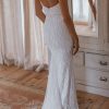 Sleeveless Square Neckline Sheath Wedding Dress With Beading Throughout by Anna Campbell - Image 2
