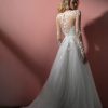 Long Sleeve Illusion A-line Wedding Dress With Embroidered Bodice And Sparkle Tulle Layered Skirt by BLUSH by Francesca Avila - Image 2