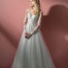 Long Sleeve Illusion A-line Wedding Dress With Embroidered Bodice And Sparkle Tulle Layered Skirt by BLUSH by Hayley Paige - Image 1