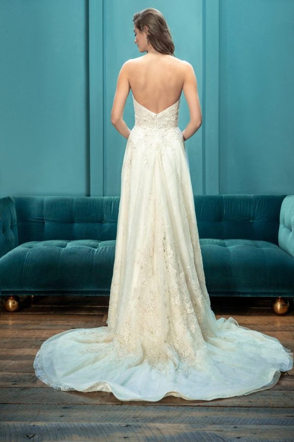 STRAPLESS SWEETHEART NECKLINE EMBROIDERED A-LINE BALL GOWN WEDDING DRESS by Enaura Bridal - Image 2