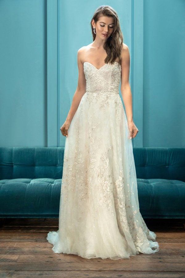 STRAPLESS SWEETHEART NECKLINE EMBROIDERED A-LINE BALL GOWN WEDDING DRESS by Enaura Bridal - Image 1